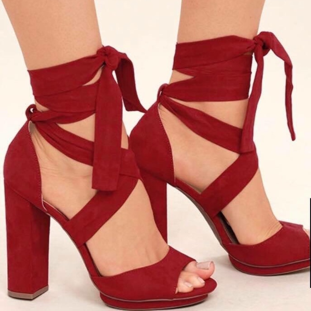 Red Lace Up Heels (6.5)